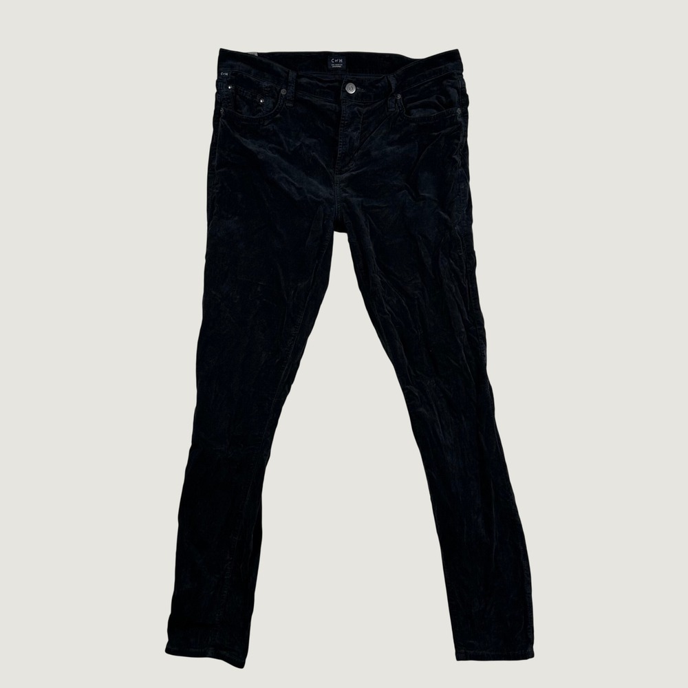 Citizens of Humanity Rocket High Waisted Skinny Velvet Pants 29x30 Black Gothic